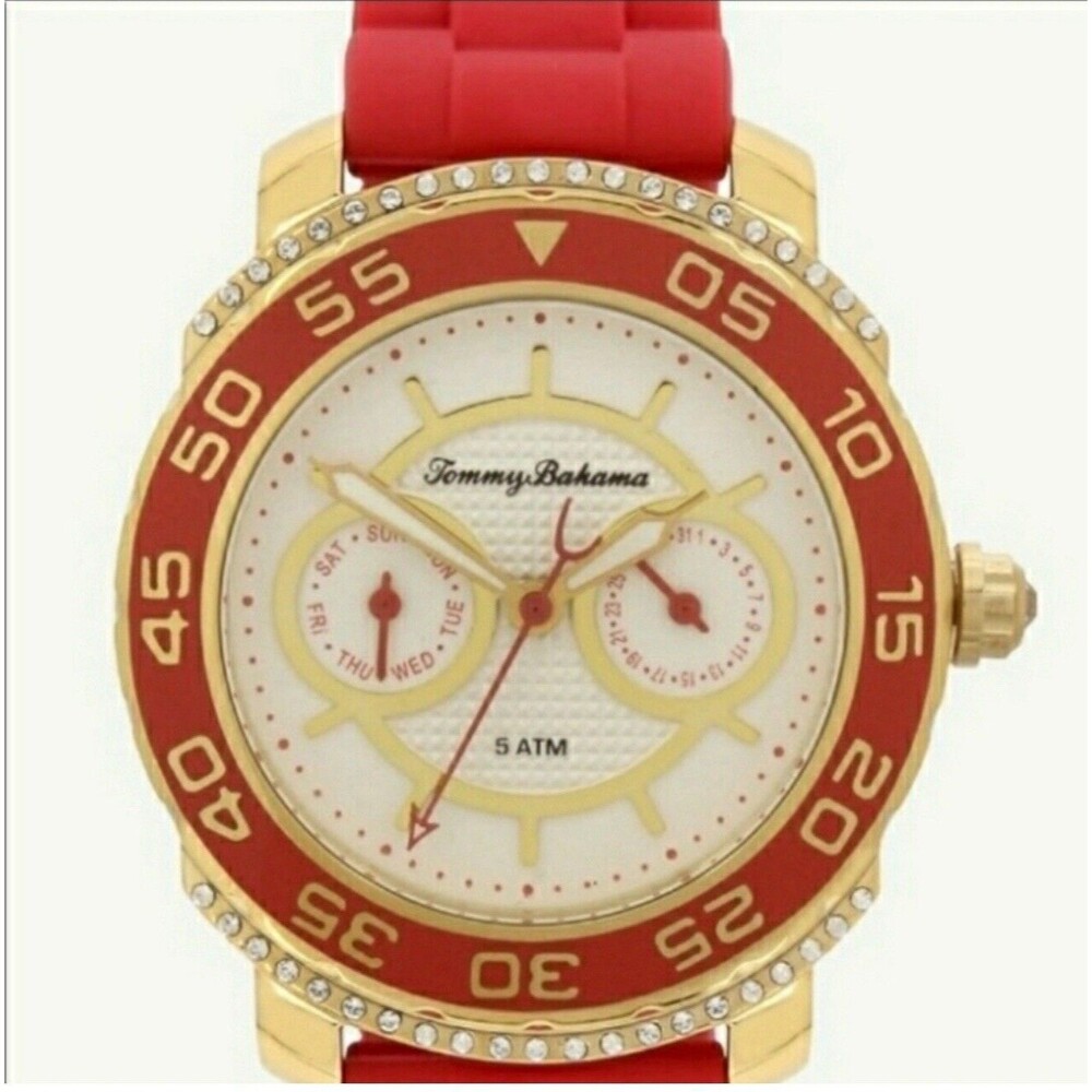 Tommy Bahama TB00025-07 White Dial Coral Silicone Strap Women's Watch